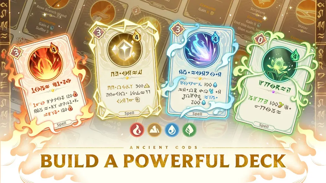 Взломанная Ancient Gods: Card Battle RPG [MOD: безлимитные ресурсы и открытые карты] на Андроид — скриншот 3