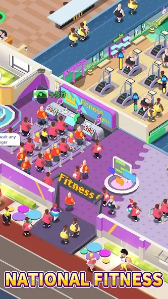 Fitness Club Tycoon [MOD: безлимитные деньги и энергия] (Бесплатно / APK) — скриншот 2