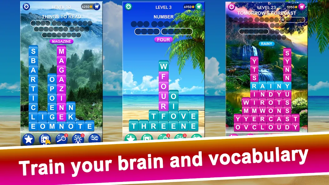 Скачать Word Tiles :Hidden Word Search [MOD: безлимитные подсказки и открыты уровни] на телефон — скриншот 4
