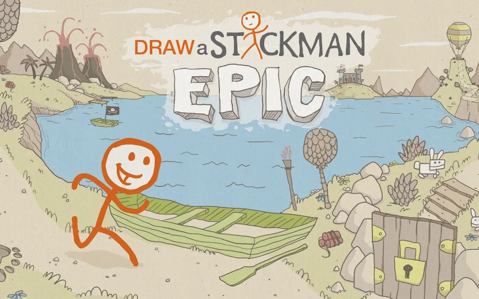 Взломанная Draw a Stickman: EPIC Free [MOD: безлимитные подсказки и открыты все уровни] на Андроид — скриншот 1