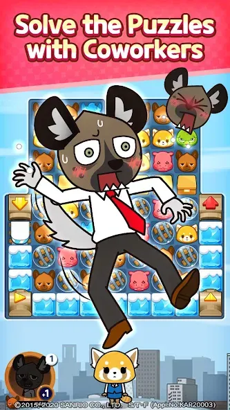 Aggretsuko : Match 3 Puzzle [MOD: безлимитные монеты и жизни] — Скачать бесплатно (APK) — скриншот 2