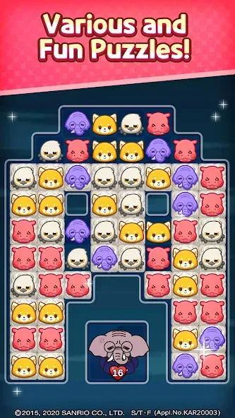 Aggretsuko : Match 3 Puzzle [MOD: безлимитные монеты и жизни] — Скачать бесплатно (APK) — скриншот 4