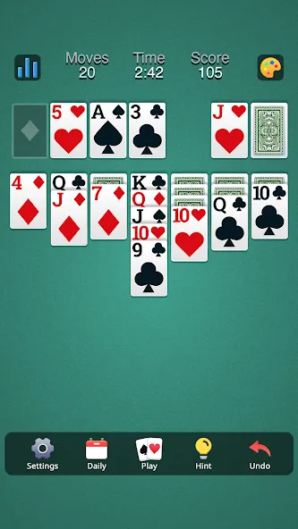 Взломанная Classic Solitaire - Klondike [MOD: без рекламы и все карты открыты] на Андроид — скриншот 3
