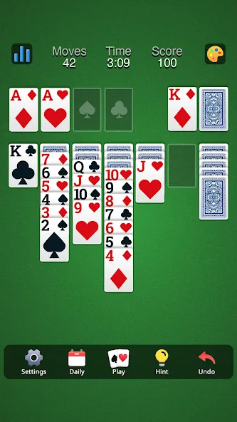 Взломанная Classic Solitaire - Klondike [MOD: без рекламы и все карты открыты] на Андроид — скриншот 5