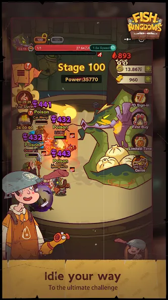 Скачать взлом Fish Kingdoms: Idle Arena [MOD: безлимитные ресурсы и быстрый прогресс] — скриншот 4