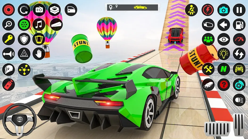 Взломанная GT Car Stunt Race: Mega Ramps [MOD: безлимитные деньги и все машины открыты] на Андроид — скриншот 1