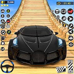 Взломанная GT Car Stunt Race: Mega Ramps [MOD: безлимитные деньги и все машины открыты] на Андроид