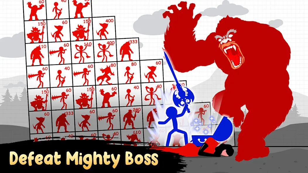 Взломанная Stick Hero: Tower Defense [MOD: безлимитные деньги и усиленные герои] на Андроид — скриншот 1