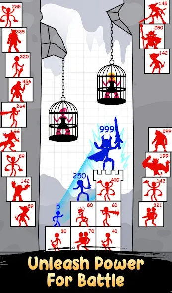 Взломанная Stick Hero: Tower Defense [MOD: безлимитные деньги и усиленные герои] на Андроид — скриншот 2