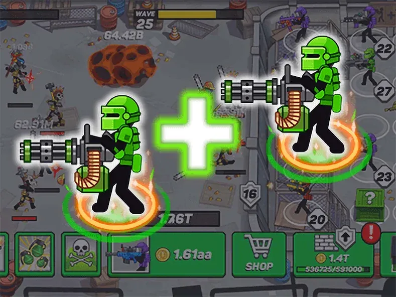 Скачать взлом Stickman Defenders: Stick War [MOD: безлимитные ресурсы и мощные воины] — скриншот 2