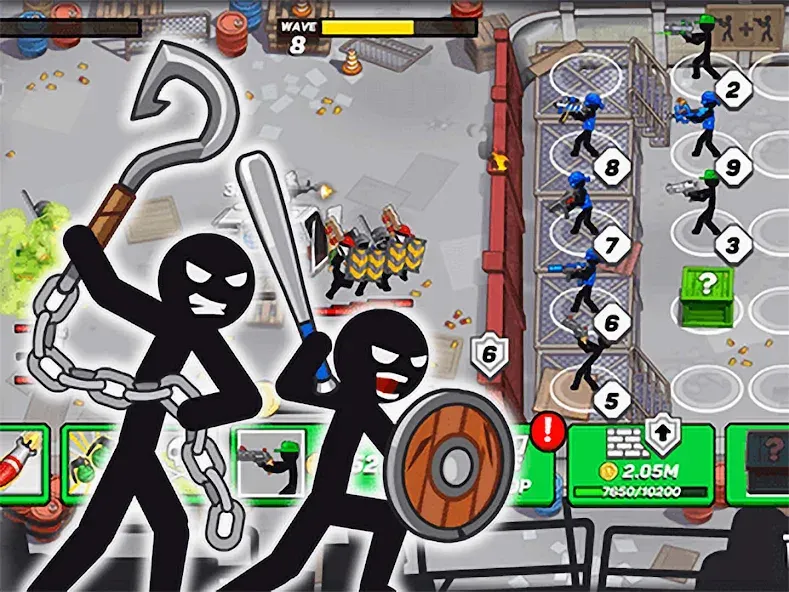 Скачать взлом Stickman Defenders: Stick War [MOD: безлимитные ресурсы и мощные воины] — скриншот 3