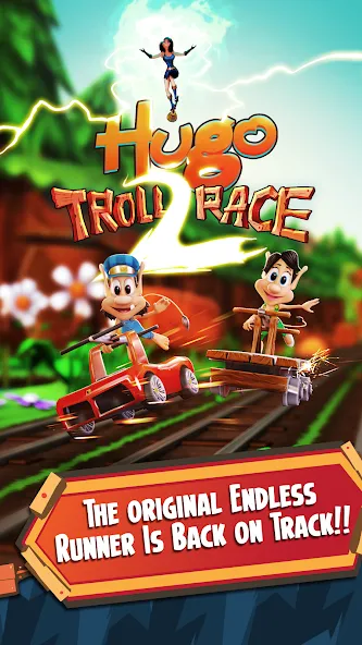 Hugo Troll Race 2: Rail Rush [MOD: безлимитные деньги и жизни] на Андроид — скриншот 1