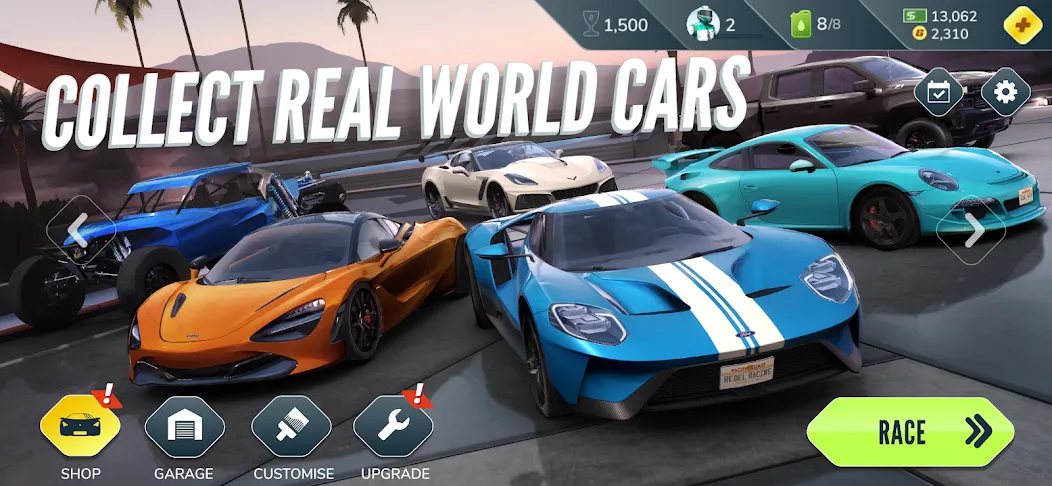 Скачать взлом Rebel Racing [MOD: безлимитные деньги и топливо] — скриншот 3