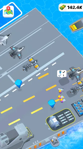 Взломанная Idle Aircraft Carrier [MOD: безлимитные деньги и топливо] на Андроид — скриншот 2