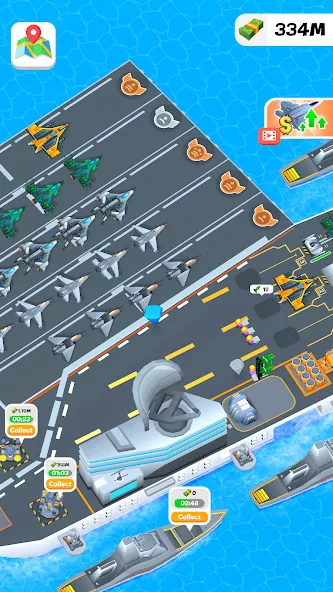 Взломанная Idle Aircraft Carrier [MOD: безлимитные деньги и топливо] на Андроид — скриншот 5