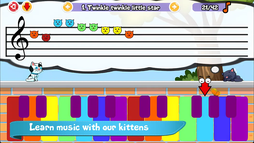 Скачать Cat Piano Meow - Sounds & Game [MOD: разблокированы все звуки и уровни] на телефон — скриншот 1