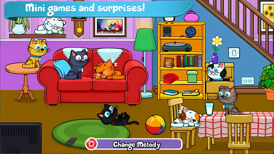 Скачать Cat Piano Meow - Sounds & Game [MOD: разблокированы все звуки и уровни] на телефон — скриншот 2