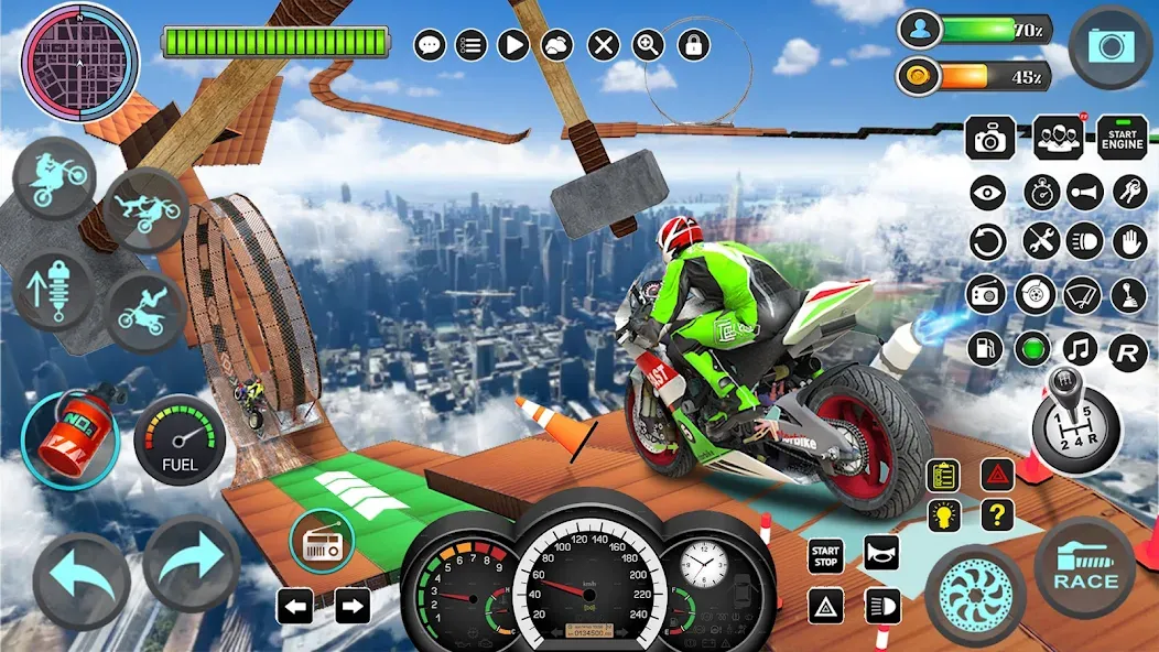 Mega Ramp Bike Stunts Games 3D [MOD: безлимитные деньги и все байки открыты] (Бесплатно / APK) — скриншот 2