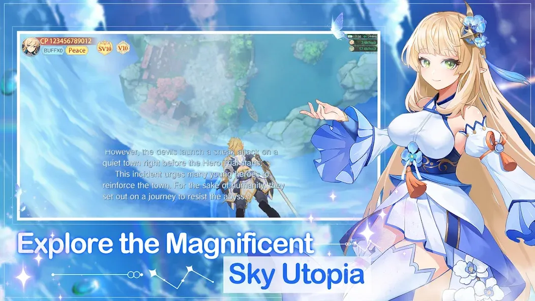 Sky Utopia [MOD: безлимитные ресурсы и усиленные герои] на Андроид — скриншот 2