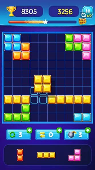 Скачать взлом Block Puzzle - Gem Block [MOD: без рекламы и бесконечные подсказки] — скриншот 4