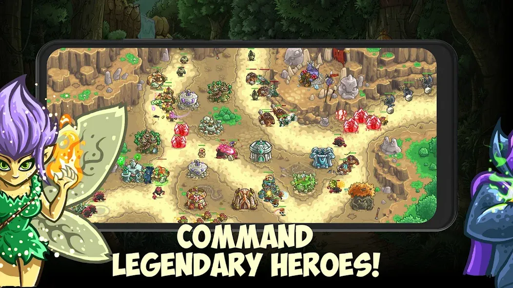 Взломанная Kingdom Rush Origins TD [MOD: безлимитные деньги и все герои] на Андроид — скриншот 4