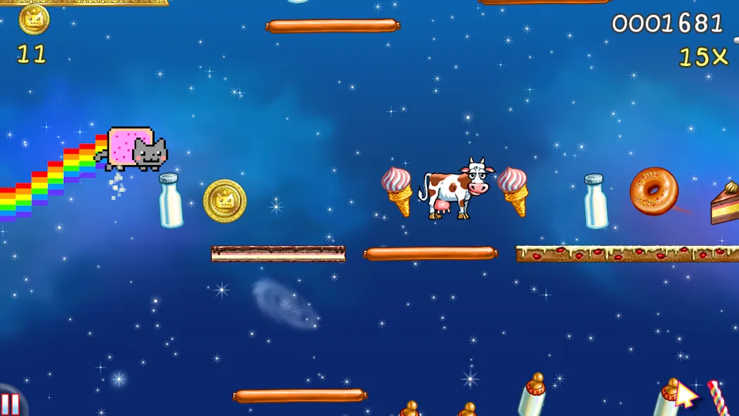 Nyan Cat: Lost In Space [MOD: безлимитные монеты и все бонусы] на Андроид — скриншот 1