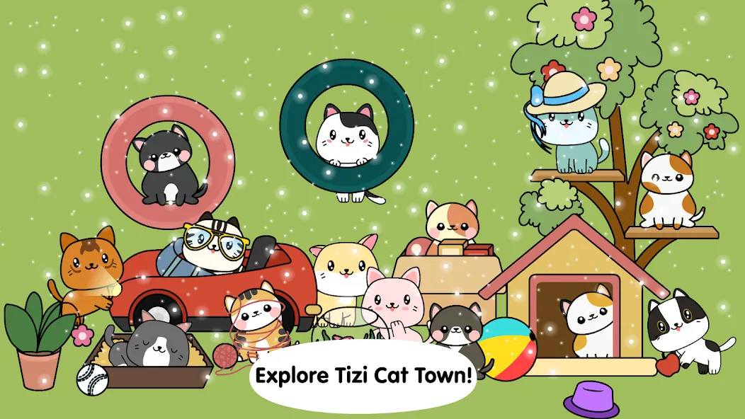 My Cat Town - Tizi Pet Games [MOD: безлимитные монеты и все питомцы открыты] на Андроид — скриншот 1