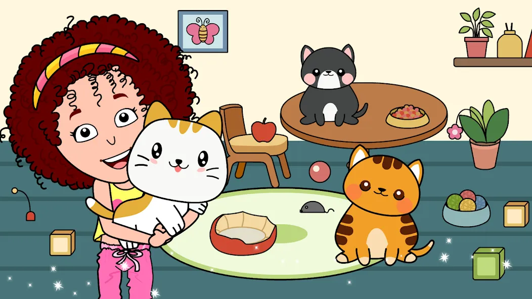 My Cat Town - Tizi Pet Games [MOD: безлимитные монеты и все питомцы открыты] на Андроид — скриншот 2