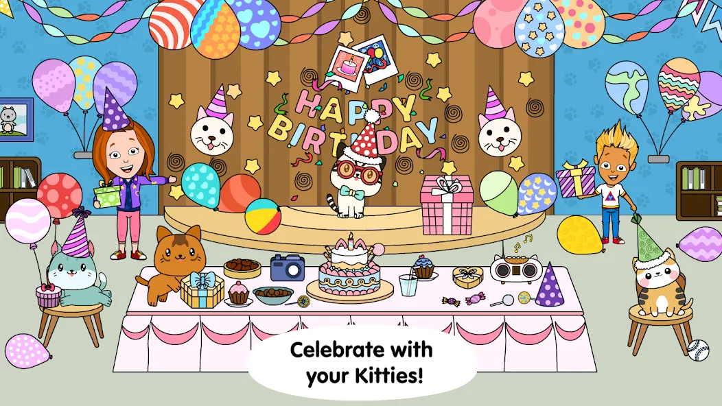 My Cat Town - Tizi Pet Games [MOD: безлимитные монеты и все питомцы открыты] на Андроид — скриншот 4