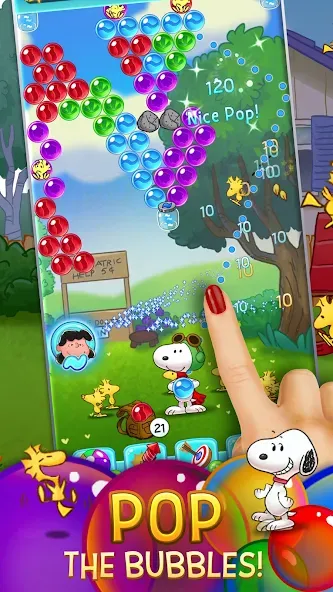 Bubble Shooter - Snoopy POP! [MOD: безлимитные жизни и монеты] — Скачать бесплатно (APK) — скриншот 1