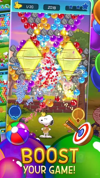 Bubble Shooter - Snoopy POP! [MOD: безлимитные жизни и монеты] — Скачать бесплатно (APK) — скриншот 4