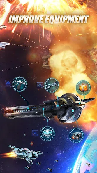 Galaxy Battleship [MOD: безлимитные ресурсы и мощный флот] на Андроид — скриншот 3