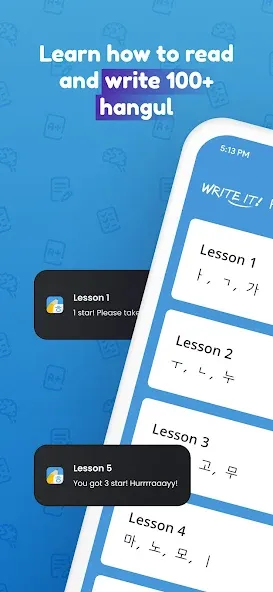Скачать Write It! Korean [MOD: открыты все уроки и темы] — скриншот 1