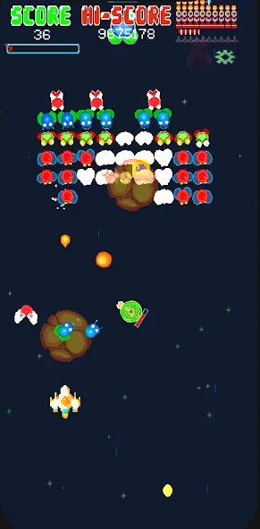 Galaxiga Retro Arcade Action [MOD: безлимитные деньги и усиленное оружие] последняя версия — скриншот 2