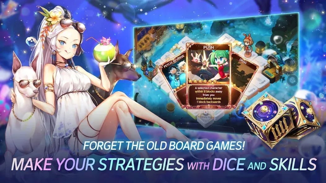 Взломанная Game of Dice: Board&Card&Anime [MOD: безлимитные деньги и все карты] на Андроид — скриншот 3