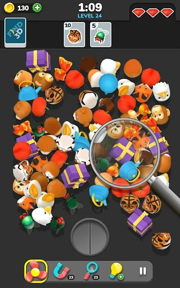 Скачать Find 3D - Match 3D Items [MOD: безлимитные подсказки и пропуски] на телефон — скриншот 3