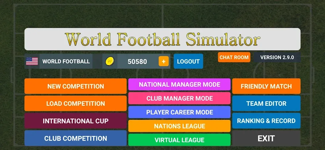 World Football Simulator [MOD: безлимитные деньги и все команды] на Андроид — скриншот 1