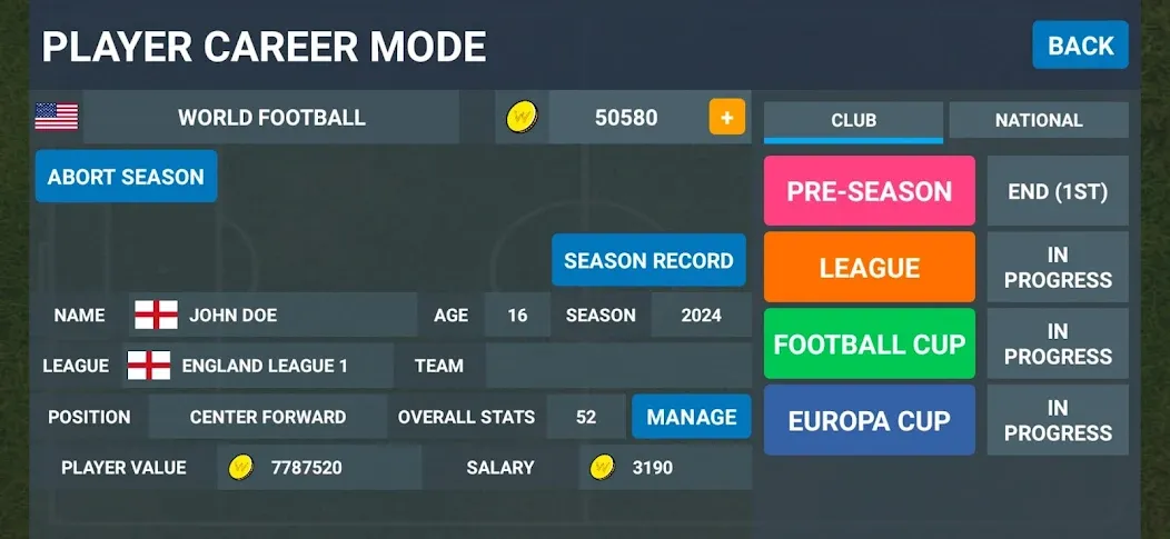 World Football Simulator [MOD: безлимитные деньги и все команды] на Андроид — скриншот 5