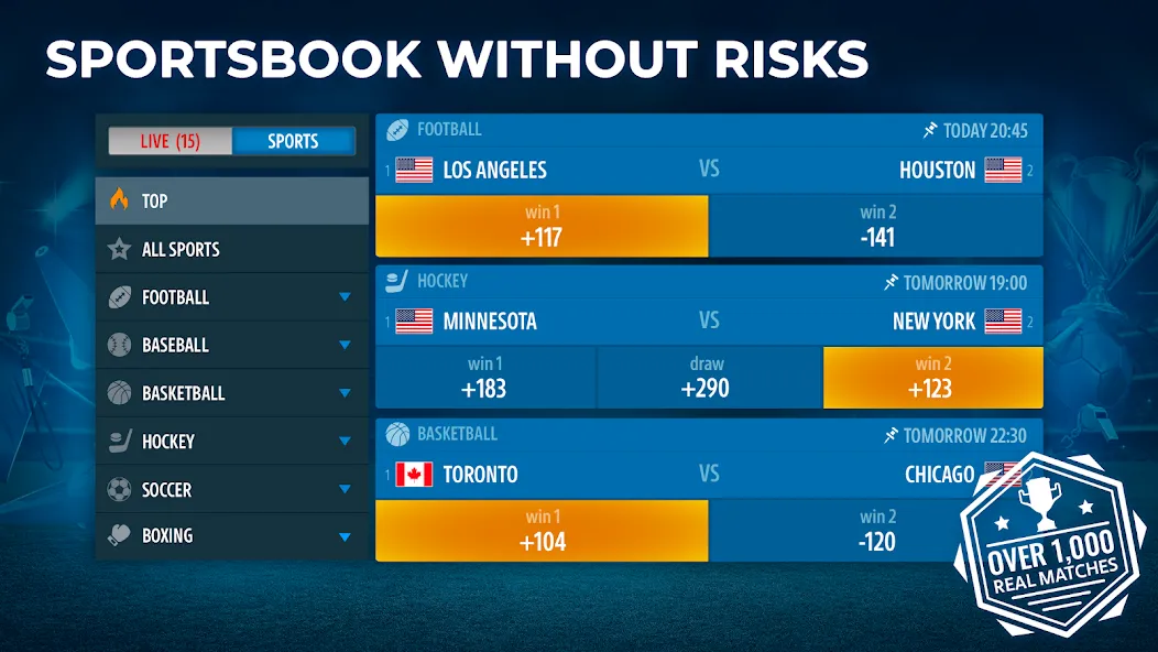 Скачать Sportsbook by Pokerist [MOD: спортивные ставки без ограничений] на телефон — скриншот 1
