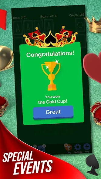 Скачать взлом Solitaire + Card Game by Zynga [MOD: без рекламы и безлимитные подсказки] — скриншот 3
