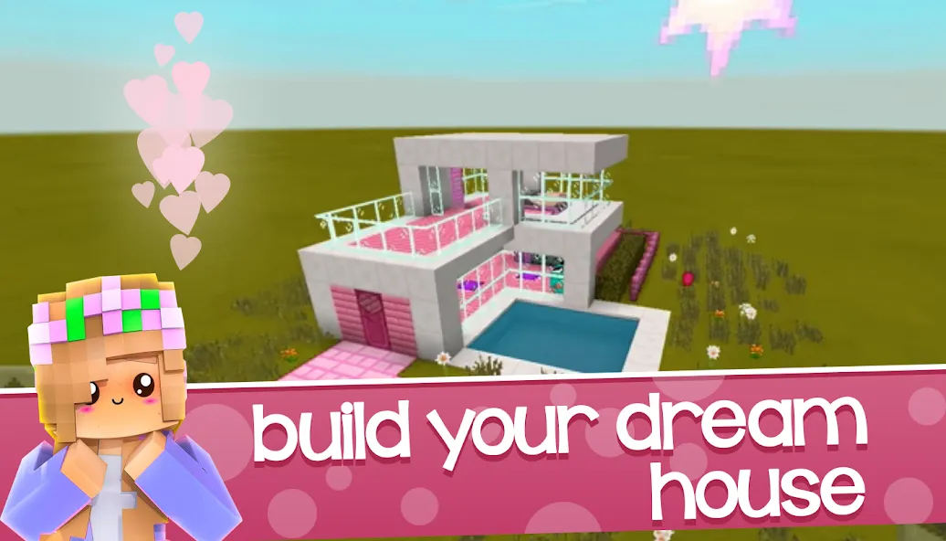 Взломанная Kawaii Craft World [MOD: милые блоки и безграничное строительство] на Андроид — скриншот 1