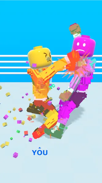 Взломанная Block Fighter: Boxing Battle [MOD: безлимитные деньги и улучшенные бойцы] на Андроид — скриншот 1