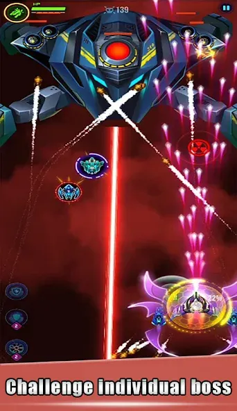 Скачать взлом Galaxy Attack - space shooting [MOD: безлимитные деньги и патроны] — скриншот 2