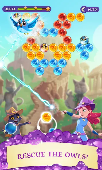 Скачать взлом Bubble Witch 3 Saga [MOD: безлимитные жизни и усилители] — скриншот 1