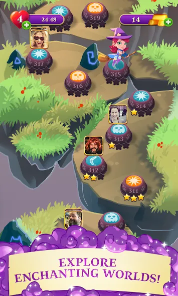 Скачать взлом Bubble Witch 3 Saga [MOD: безлимитные жизни и усилители] — скриншот 4