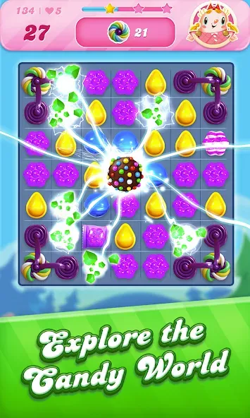 Взломанная Candy Crush Saga [MOD: бесконечные жизни и бустеры] на Андроид — скриншот 1