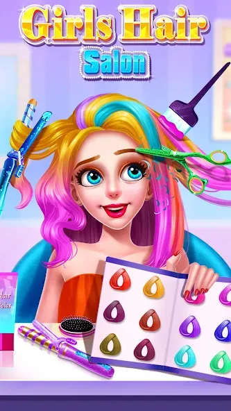 Взломанная Girls Hair Salon [MOD: безлимитные деньги и все предметы] на Андроид — скриншот 1