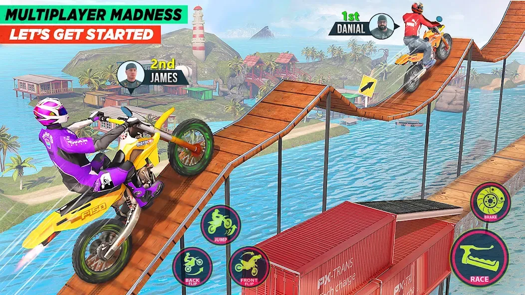 Скачать Bike Stunt Game: Tricks Master [MOD: безлимитные деньги и все трюки] на телефон — скриншот 1