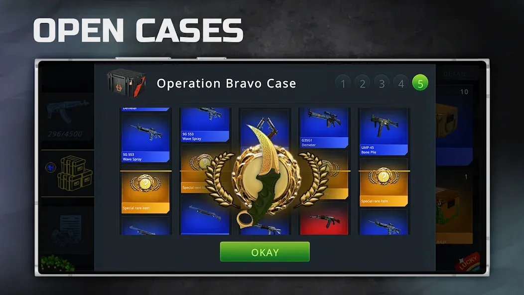 Case Chase: Simulator for CSGO [MOD: безлимитные деньги и редкие скины] на Андроид — скриншот 3