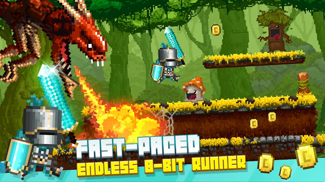 Bit Heroes Runner: Pixel Blitz [MOD: безлимитные монеты и энергия] последняя версия — скриншот 1